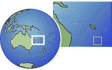 Norfolk Island as a marked location on the globe