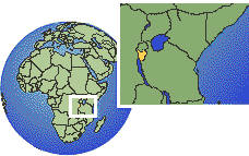 Burundi as a marked location on the globe