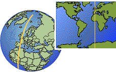 (UTC/GMT) as a marked location on the globe
