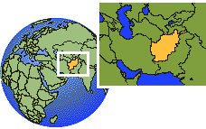 Ghurian, Afghanistan time zone location map borders