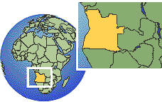 Caxito, Angola time zone location map borders