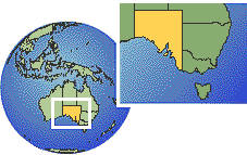 Australia Meridional, Australia time zone location map borders