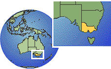 Merbein, Victoria, Australie carte de localisation de fuseau horaire frontières