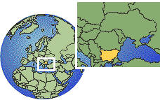 Plovdiv, Bulgaria time zone location map borders