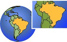 Fernando de Noronha, Brasil time zone location map borders