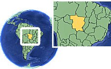 Cuiabá, Mato Grosso, Brésil carte de localisation de fuseau horaire frontières