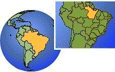 Santarém, Pará (oeste), Brasil time zone location map borders