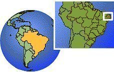 João Pessoa, Paraiba, Brésil carte de localisation de fuseau horaire frontières