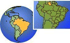 Roraima, Brésil carte de localisation de fuseau horaire frontières