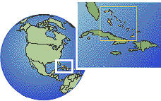 Nassau, Bahamas time zone location map borders