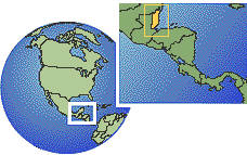 Belize carte de localisation de fuseau horaire frontières