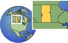 Saskatchewan, Canada time zone location map borders