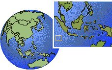 Îles Cocos (Keeling) carte de localisation de fuseau horaire frontières