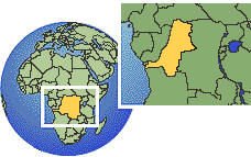 Kinshasa, (oeste), Congo, República Democrática del time zone location map borders