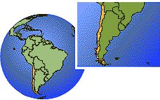 Pucon, Chile time zone location map borders