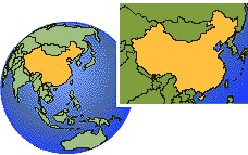 Guangzhou, China time zone location map borders