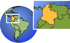 Armenia, Colombia time zone location map borders