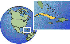 Cuba time zone location map borders