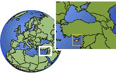 Larnaca, Cyprus time zone location map borders