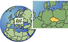 Prague, République tchèque carte de localisation de fuseau horaire frontières