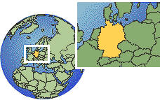 Augsburg, Alemania time zone location map borders