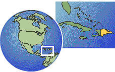 Santo Domingo, República Dominicana time zone location map borders