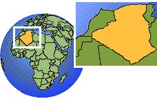 Tebessa, Algeria time zone location map borders