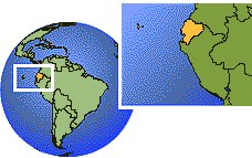 Guayaquil, Ecuador time zone location map borders