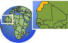 Edchera, Western Sahara time zone location map borders