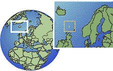 Faroe Islands time zone location map borders