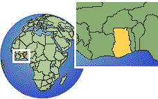 Tema, Ghana time zone location map borders