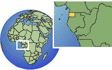 Malabo, Equatorial Guinea time zone location map borders