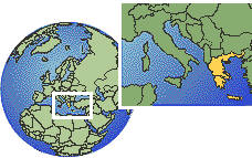 Corfu, Greece time zone location map borders