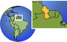 New Amsterdam, Guyana time zone location map borders