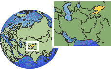 Frunze, Kyrgyzstan time zone location map borders