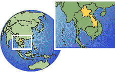 Laos carte de localisation de fuseau horaire frontières
