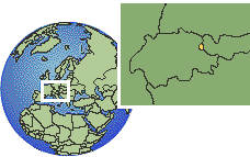 Schrunz, Liechtenstein time zone location map borders