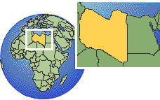 Libye carte de localisation de fuseau horaire frontières