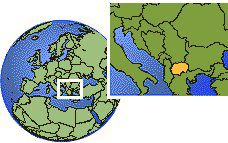 Ohrid, Macedonia, The Former Yugoslav Republic Of time zone location map borders