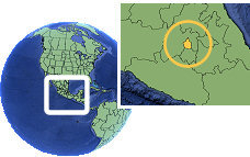 Mexico City, Distrito Federal, México time zone location map borders