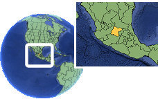 Guanajuato, México time zone location map borders