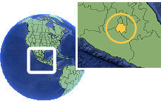 Cuernavaca, Morelos, Mexique carte de localisation de fuseau horaire frontières