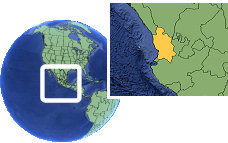 Tepic, Nayarit, México time zone location map borders