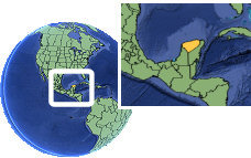 Mérida, Yucatan, Mexico time zone location map borders
