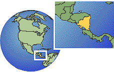 Managua, Nicaragua time zone location map borders