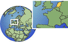 Assen, Netherlands time zone location map borders