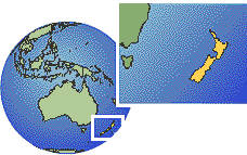 Christchurch, Nueva Zelanda time zone location map borders