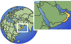Salalah, Oman time zone location map borders