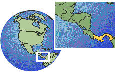 Panama City, Panamá time zone location map borders