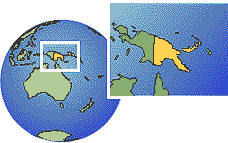 Port Moresby, Papouasie-Nouvelle-Guinée carte de localisation de fuseau horaire frontières
